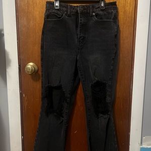 Forever 21 dark wash flared ripped jeans